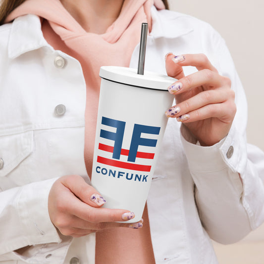 Insulated tumbler with a straw